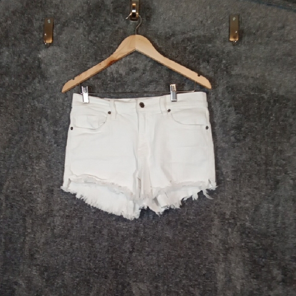 Pistola White Jean Shorts Distressed High-Waisted Cut Off Raw Hem Size 29 - Picture 1 of 11